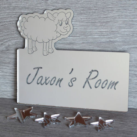 Personalised Sheep Door Name Plaque Boy Girls Bedroom Room Sign