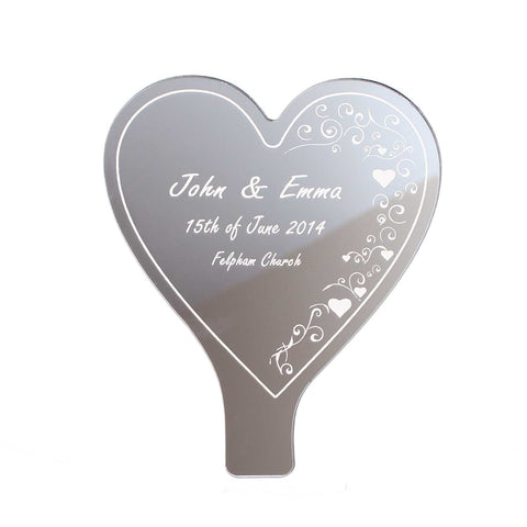Personalised Heart Swirl Mirror Cake Topper