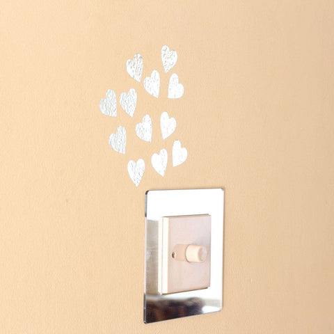 12 Mirror Silver Hearts