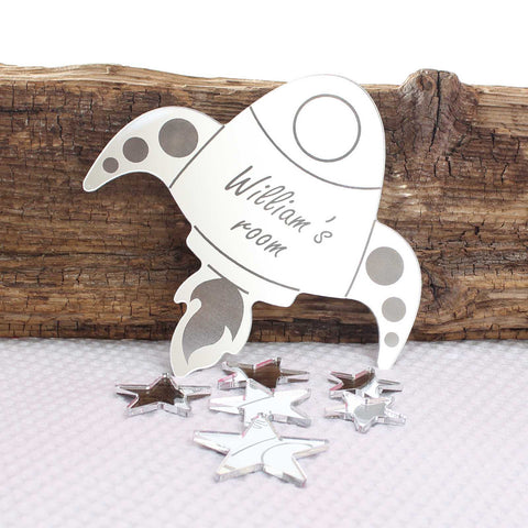 Short Rocket Mirror Set Personalised Plaque