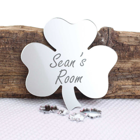 Shamrock Clover Mirror Set Personalised Plaque