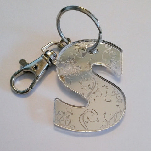 Personalised Mirror Swirl Letter Keyring