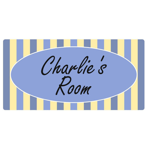 Personalised Blue Candy Stripe Rectangle Plaque