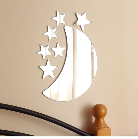 Mirror Acrylic Moon and Stars Wall Art Set