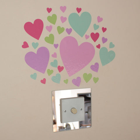 37 Hearts Pink Green Purple