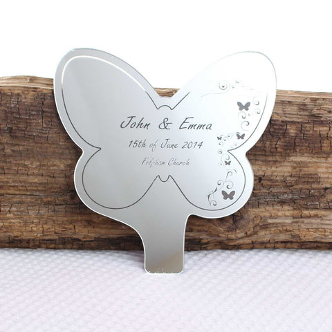 Personalised Butterfly Swirl Mirror Cake Topper