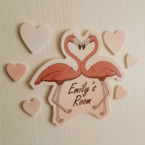Flamingo Personalised Printed Acrylic Door Name Plaque