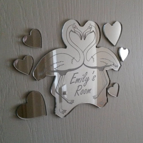 Flamingo Personalised Mirror Acrylic Door Name Plaque