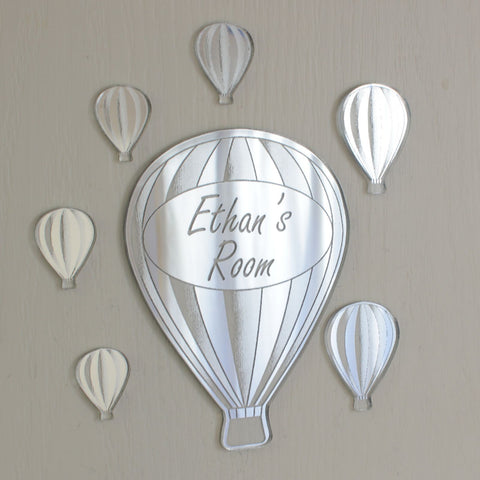 Hot Air Balloon Acrylic Mirror Personalised Door Name Plaque