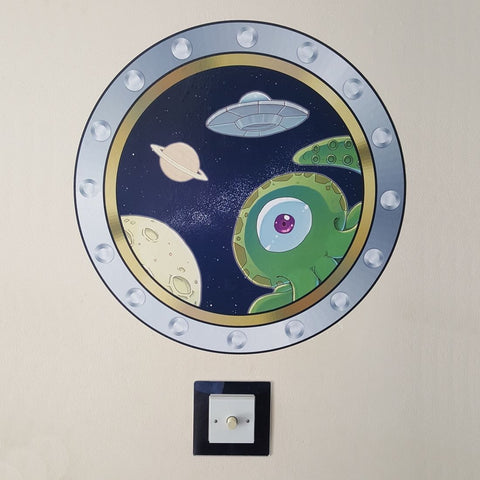 Alien UFO Porthole Wall Sticker Art