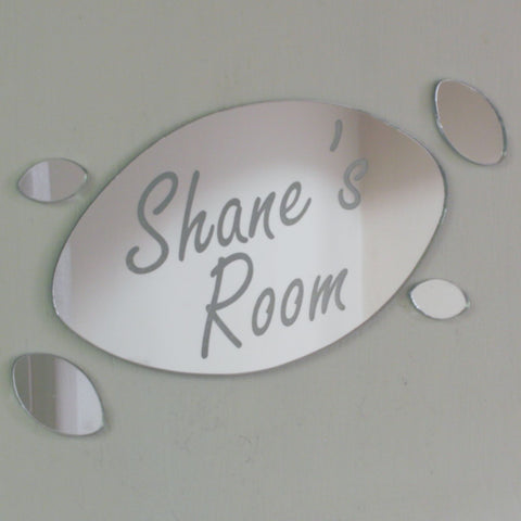 Rugby Ball Acrylic Mirror Personalised Door Name Plaque