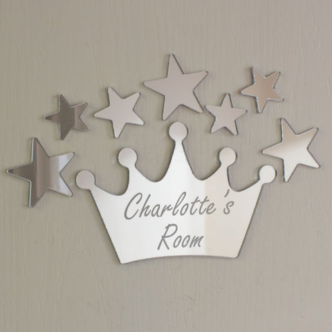 Princess Crown Mirror Set Personalised Plaque