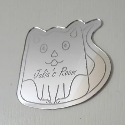 Personalised Chinese Cat Mirror Door Name Plaque Girl Boy Bedroom Room Sign